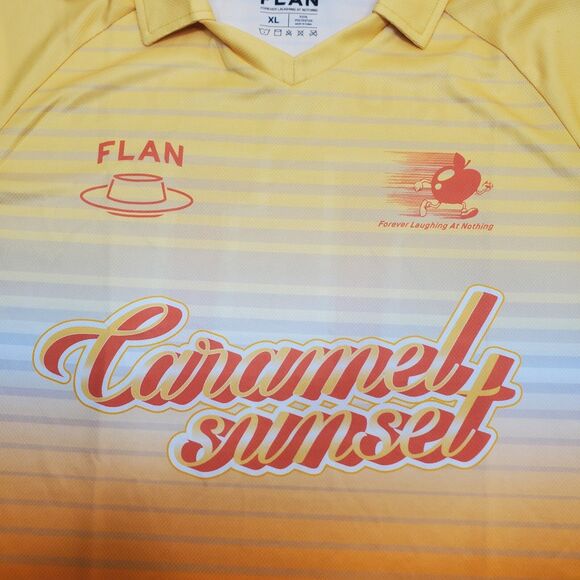 FLAN LABS Caramel Sunset Soccer Jersey Mens XL Short Sleeve Graphic Print NWOT - Picture 3 of 10